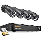 Anlapus 8 Channel 1080P CCTV Camera Systems, 4pcs 2MP Weatherproof Home Security Camera and 5MP H.265+ DVR with 1TB Hard Driv