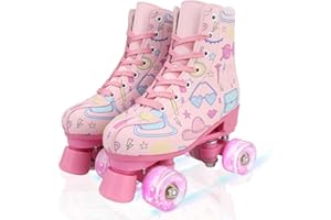 Shilanmei Roller Skates for Women High-Top PU Leather Double-Row Rollerskates Roller Skates Girls Indoor Outdoor Skates for Beginners