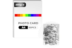 STARANRY 50 Blatt Weißes Kartonpapier A4, Fotokarton A4, Weisser Bastelkarton 250g/m², DIN A4-21 x 29,7 cm, Dickes Druckerpapier für Einladungen, Fotografie, Hochzeit, Karton, Basteln, Präsentationen