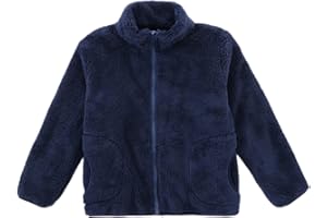 ANIMQUE Niños Pequeños Niñas Chaqueta de Lana Coral Collar del Soporte con Cremallera Padres Hijos Otoño Invierno Transiciones Estaciones Abrigo Cálido y Suave con Bolsillos para 1-15 Años