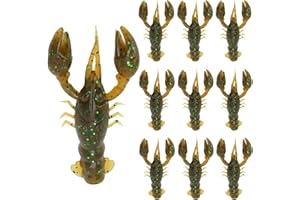 AGATIGE 10Pcs Leurres de Pêche à l'achigan Plastique Souple, 5,5 cm/2,2 po Leurres de Pêche Appâts Souples Eau Douce Eau Salée Écrevisses Homard Leurre Artificiel Appâts de Leurre Souple