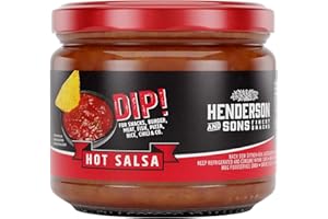 ‎HENDERSON AND SONS HENDERSON AND SONS Hot Salsa Dip (1 x 315 Gramm Glas) - Der Würzig-Scharfe für das besondere Dip-Erlebnis - Perfekter Snack für Sportabende wie American Football oder Fußball
