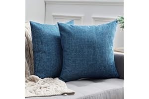 MIULEE 2er Set Kissenbezüge Kissenhülle Dekokissen Leinen-Optik Dekorative Kissenbezug Sofakissen Couchkissen Deko Kreuz mit Verstecktem Reißverschluss für Sofa Schlafzimmer 40x40 cm Blau