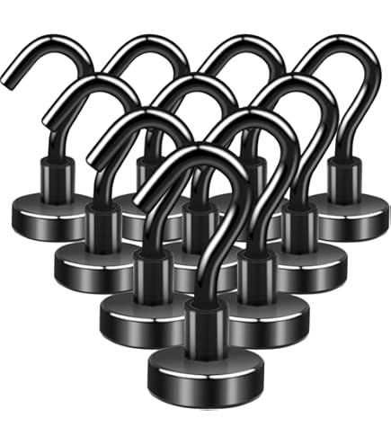 Neosmuk 30kg Extra Strong Black Magnetic Hook For Locker Organizer Neodymium Magnets Heavy Duty For Workshop Backyard Tent BBQ Coat Rack