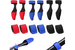 RFYTDCF 12 Stück Rutenbänder Angeln, Angelruten Gurte Anti-Rutsch Angelrutenhalter Einstellbar Ruten Klettband Rutenbänder Rutensocke Rutenschutzkappe Angelzubehör Schwarz, Blau, Rot