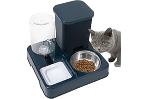 Penlimly y Bebedero de Comida para Mascotas, Juego de dispensador de Agua y Comida para Gatos,Alimentador de Alimentos 2 en 1 - s automáticos portátiles, dispensador de Agua y Comida para Mascotas
