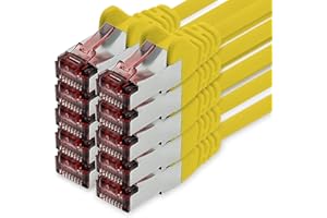 freiwerk Câble réseau Cat.6 1m jaune - 10 x câble Ethernet Lankabel Cat6 Câble réseau Lan Sftp Pimf patch cable 1000 Mbit s