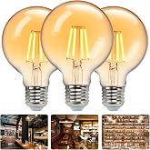 Aigostar Vintage LED Bulb, E27 LED Bulb Warm Light 2200K, 8W (Equivalent to 51W), 650LM, G80 Retro Decorative Bulb, for Home,