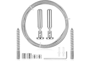 YIPHOMN 5m Cuerda Tendedero Exterior, Cable de Acero Inoxidable, Tensores de Alambre de Cortina de Acero Inox para Cortinas de Ducha Tendedero Cuerda Exteriores Jardín