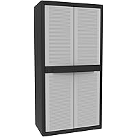 Terry Jumbo 3900 Qlack Hochschrank aus Kunststoff, XL, Besenschrank, 1102205, Grau/Schwarz, 89,7x53,7x180 cm