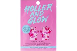 HOLLER & GLOW Holler And Glow Made to Mani Printed Hand Masks, Nourishing & Moisturising Pink Camouflage Gloves with Coconut Oil, Shea Butter & Vitamin E for Soft, Smooth & Hydrated Hands, 18 ML