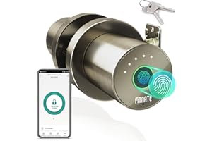 FITNATE Perilla Inteligente para Puerta, Pomo de Puerta con Control de APP(Tuya), Bluetooth, Huella Digital, Perilla Electrónica, Perilla Inteligente para Dormitorio, Casa, Hotel, Oficina, Dorada