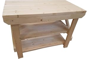 ARBOR GARDEN SOLUTIONS ACORN Wooden Workbench With Double Shelf - Handmade Heavy Duty Work Table - Made From Construction Grade Timber (5ft)
