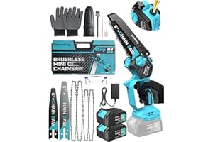 GROVEGRIP Mini Chainsaw Cordless 6&8-Inch, 8000mAh Battery & 4 Chain,1100W Brushless Electric Chain saws & Quick Charger,Lightweight Chain Saw for Wood Cutting &Tree Pruning&Auto Oiler