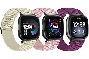 TumpCez Elastic Nylon Strap Compatible with Fitbit Versa 4/Fitbit Sense 2/Fitbit Versa 3/Fitbit Sense, Soft Adjustable Stretchy Wristbands Sport Replacement Straps for Women Men