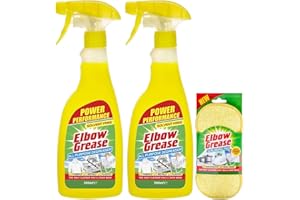 TOPEST 2X Elbow Grease All-purpose Degreaser Spray- 2X 500 ml- Effective Cleaner Formula for Kitchen, Fabric, and Metallic Surfaces with Elbow Grease Scrubbing Pad
