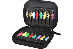 SAVOSWEET Trout Fishing Spoon Lure, Artificial Bait Spinner Blinker with Storage Box with Single Hook Metal Fishing Lures for Pike Zander Perch Trout 16 Pieces