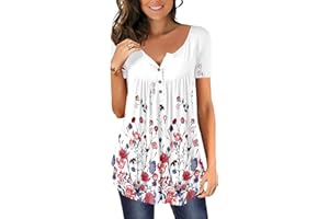 Magritta Women Summer Shirt V Neck Short Sleeve Tunic Tops Casual T Shirt Blouse…