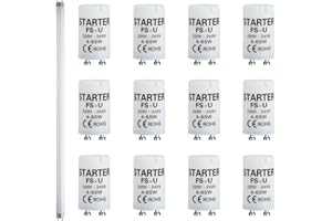 FADWONS 12 Pièces Starter Neon Starter pour Tubes Fluorescents, 4-65W 220-240V Universel pour Tubes Fluorescents Démarrage Rapide et Efficace Pour Eclairage Domestique et Professionnel Durabilité et Sécurité