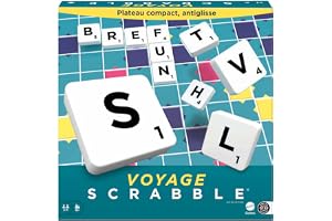Mattel Games Scrabble Voyage, édition Miniature 20 x 20 cm, Jeu de Société et de Lettres, Version Française, CJT12