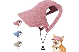 OFFCUP Gorra de Béisbol para Perros, Ajustable para Protección Solar Sombrero con Agujeros para Las Orejas, Transpirable Gorra con Visera para Gato Perros Grandes Medianos Pequeños (L, Rosa)
