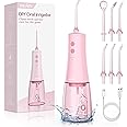 350mL/12oz Water Flosser with 3 Modes 6 Jet Tips,Dental Oral Irrigator USB Rechargeable Cordless Water Dental Picks for Teeth Cleaning,IPX7 Waterproof,for Home and Travel for Oral Care(Pink)
