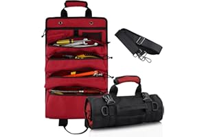 Koolertron Sac à Outil Imperméable Trousse Sacoche Enroulable Porte Outils 900D Oxford Portable Rangement pour Bricoleur Garage Voiture Moto (Rouge) D01AS-ASAXJND07S-RD_DD