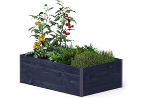 Upyard GardenBox Modern - Jardinera Moderna de Madera - bancal Alto ergonómico para terraza y jardín - Jardinera para Verduras y Hierbas, 120 x 80 x 40 cm, Color Negro