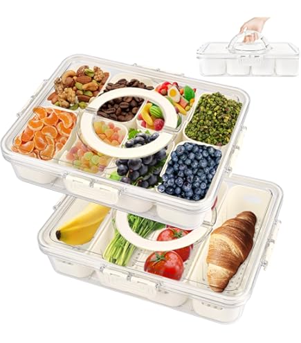 Snackbox Mit 4 Fächern & Deckel – Inkl. 6 Edelstahlgabeln, BPA-frei, Auslaufsicher