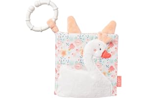 Fehn 062120 Livre Sensoriel en Tissu « Le Lac des cygnes » - Motifs de Fleurs et d’Animaux - 8 Pages avec Pouet-Pouet, Papier Bruissant, Miroir - Pour Bébés et Tout-Petits dès 0 Mois - 11 x 11 cm