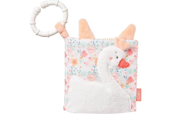 Fehn livre en tissu Lac des cygnes - Livre tactile avec motifs d'animaux - Jouets à suspendre pour poussettes et sièges auto pour bébés - pour les bébés et les enfants dès la naissance