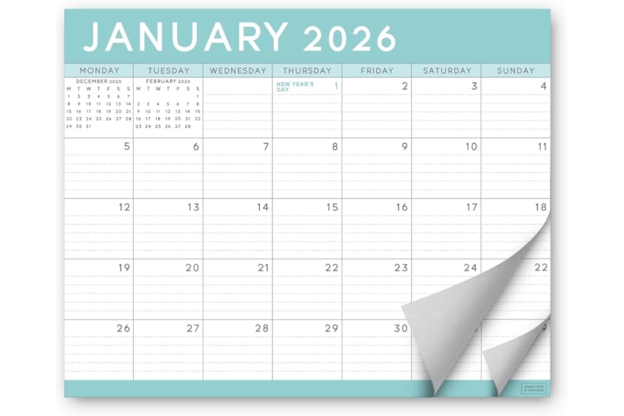 S&O Teal Magnetic Fridge Calendar from January 2026-June 2027 - Tear-Off Refrigerator Calendar to Track Events & Appointments - 18 Month Magnetic Planner for Fridge for Easy Planning-8"x10" in.
