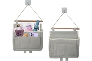 Surplex Organizador Colgante para Puerta y Pared, 2 Bolsas Colgar En Pared de Almacenamiento Impermeable Tela De Lino de Bolsillo Ancho Baldas Colgantes para Dormitorio Baño Cocina y Oficina