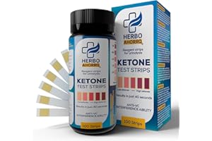 Bandelettes pour mesurer les cétones dans l’urine – Cétose, régime Keto, mesure précise des cétones, régime cétogène – 100 bandelettes réactives pour la détection des cétones – HerboAhorro