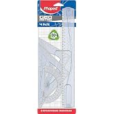 Maped - School Rules - Geometric - Maxi Kit of 4 Pieces - 1 30 cm Ruler, 1 School Cartabon of 45, 1 Square of 45&deg; and 1 Protr