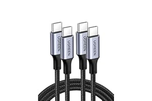 UGREEN Lot de 2 Câble USB C vers USB C PD 100W 5A 20V Charge Rapide Compatible avec MacBook iPad Pro iPhone 17 Pro Max Air 16 Galaxy S25 Plus Ultra S24 A55 Steam Deck PS5 Manette (2M)