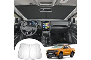 GAFAT Compatible with Ford Ranger T9 2023 2024 2025 Sunshades Front Window Indoor, Ranger T9 Raptor Wildtrak XLT Windscreen Parasol Sun Visor Protection, Cooling, UV Protection, Ranger Accessories
