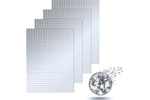 Prasacco 2400 Stück/4 Blätter Mosaikfliesen, Spiegel Mosaik Fliesen Selbstklebende Mini Spiegel Wandaufkleber Mosaic Glas Aufkleber für Küche Bad Esszimmer Wohnzimmer Dekoration, DIY Handwerk(5 x 5mm)