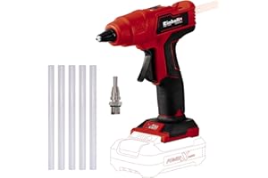 Einhell Akku-Heißklebepistole TE-CG 18 Li - Solo Power X-Change (Lithium-Ionen, in 120 Sekunden einsatzbereit, inkl. 5 Klebestifte + Flachklebedüse, ohne Akku und Ladegerät)