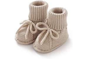DovFanny Baby Booties Newborn Baby Cozy Warm Knit Sock Shoes with Bow for Toddler Infant Boy Girl
