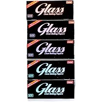 GLASS Clear Rolling Papers King Size - 100% Natural Plant Cellulose - 5 Booklets 200 Papers