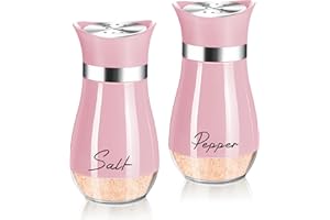 Dorblely Salière et Poivrière Set, 120ml Acier Inoxydable Poivriere, Saliere en Verre, Pots à épices, pour La Maison ou La Cuisine, Épices, Restaurant - Rosa