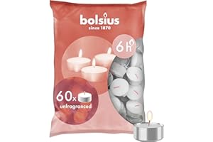 Bolsius D-light Lumini – In Sacchetto – 60 Pezzi - Cera Inodore - Durata: fino a 6 ore a lumino - Cera Vegana - Senza Olio di Palma - Candele Decorative - Senza Profumo
