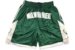 MCQOmcil Herren NBA Bucks Basketball-Shorts, hochelastische, atmungsaktive Sporthose (Color : B, Size : S)