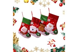 HUDIEPAN 4 Pezzi Calze di Natale Addobbi Natalizi, Calze di Natale, Calze da Appendere al Camino, Mini Calze di Natale, Camino Calza di Natale, Calza di Natale Decorazioni Natalizie,per Albero di Natale