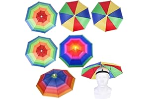 Molbory Lot de 6 chapeaux de parapluie arc-en-ciel - 50 cm - Avec élastique - Pour décoration - Pour le golf, le cyclisme, la pêche, la plage, le jardinage, multicolore, 50 cm