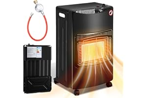 Daromigo Estufa de gas de cerámica, 4200 W, calentador de gas, protección contra fallas de llama, superficie de calefacción: hasta 80 m², calentador de gas, horno de gas de hasta 15 kg, incluye