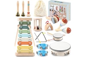 MYDOVA Toddler - Set di strumenti musicali 11 in 1, colori neutri, montessori, strumenti musicali per toddlers, strumenti a percussione per bambini da 1 a 3 anni, giocattolo per bambini