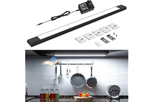 ‎WOBANE WOBANE Unterbauleuchte küche LED Dimmbar,Heller Lichtleiste mit Berührungsloser Sensor,LED küchenbeleuchtung unterbau,Kaltweiss Unterschrank Beleuchtung für Schrank,Regale,Werkbank,Schwarz,6000K,60cm