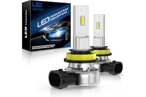 AUXIRACER h11 Led Lampadina Per Fari, H11 Led Faro 12000Lm 6500K 12V Xenon Bianco Lampade Alogene Fanless Plug And Play Sostituzione Lampade Alogene,2PC